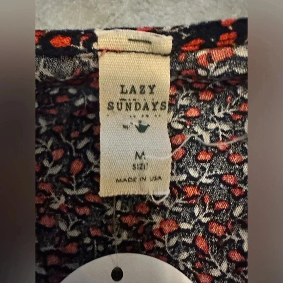 NWT Lazy Sundays Welcome the Season top long sleeve cinch waist navy size M - Picture 6 of 8